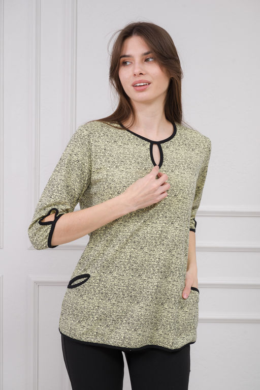 Кофта женская из интерлока Анфиса лимонная рябь - Амадэль фото 3