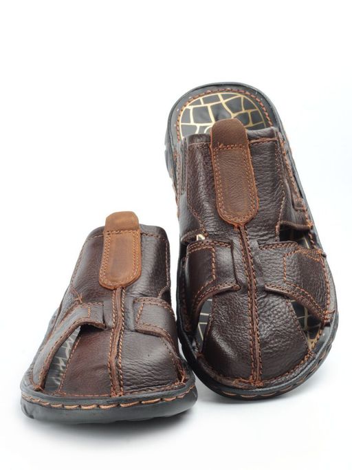 P2322-10 BROWN Тапочки мужские (натуральная кожа) - Фабричный китай фото 13
