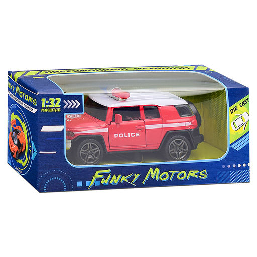 Красная инерционная машинка с мигалкой die-cast,1:32, открывающиеся двери