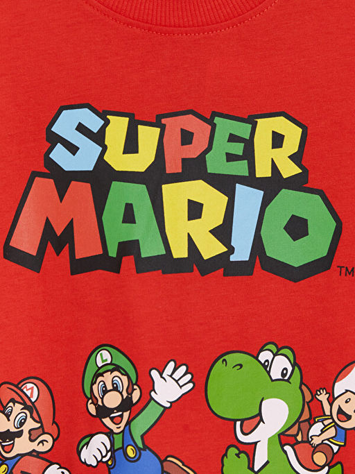 Bisiklet Yaka Super Mario Bask?l? Erkek ?ocuk Ti??rt