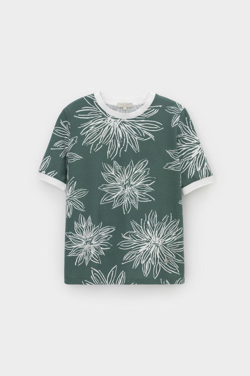 ЕВТ 3220/зеленый,крупные астры фуфайка жен