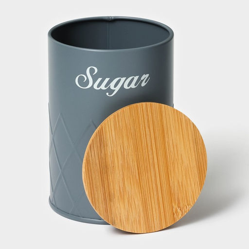 Банка для сахара Magistro Sugar Graphite, 9.513.5 см, с бамбуковой крышкой, серая фото 5