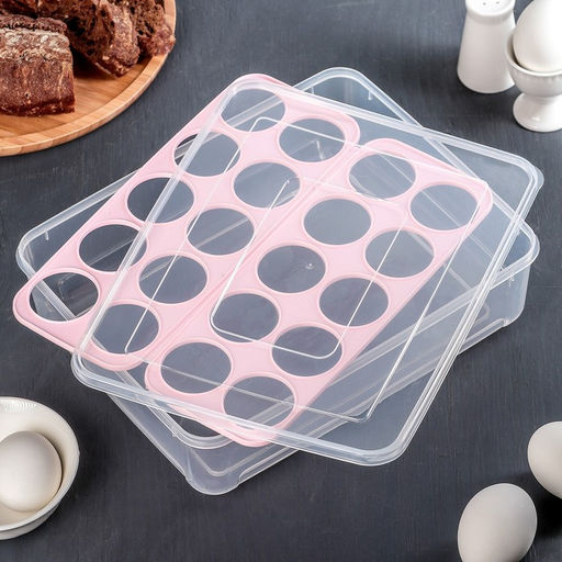 Контейнер для хранения яиц Доляна, 20 ячеек, 27.5×22×7 см, пластик, МИКС