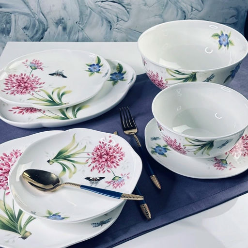 Обеденный сервиз 23пр. FLOWERS в под.уп. Костяной фарфор арт.205-974 /LENARDI/