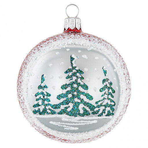 Елочная игрушка шар стеклянная Хвойный д7,5см, с лункой, цвета микс, ручная художественная роспись, подарочная упаковка (Россия) - Домашняя мода фото 2