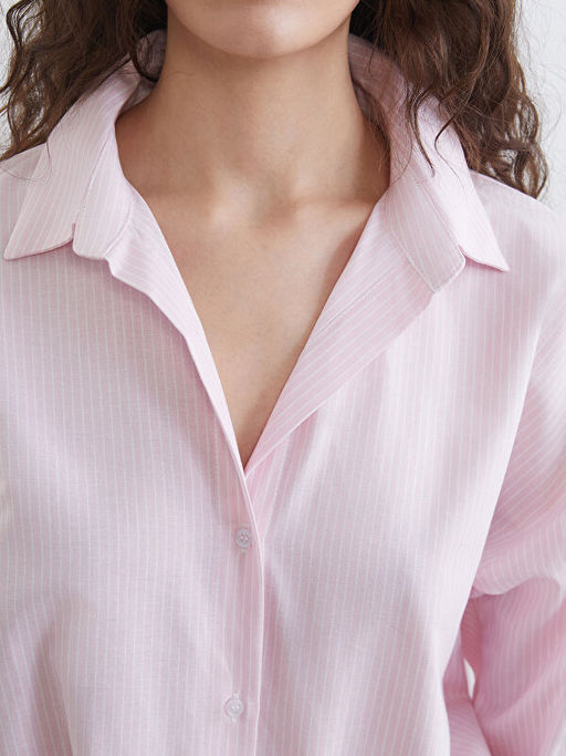 ?izgili Oversize Oxford Kad?n G?mlek