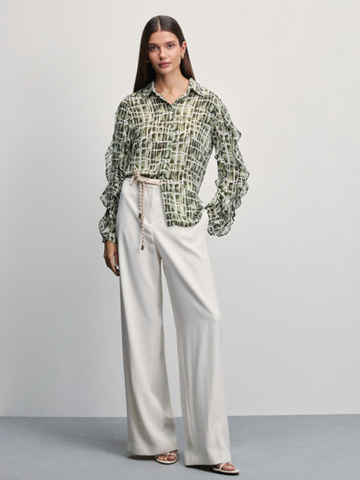 Шифоновая блузка с принтом с воланами / Zarina  фото 2