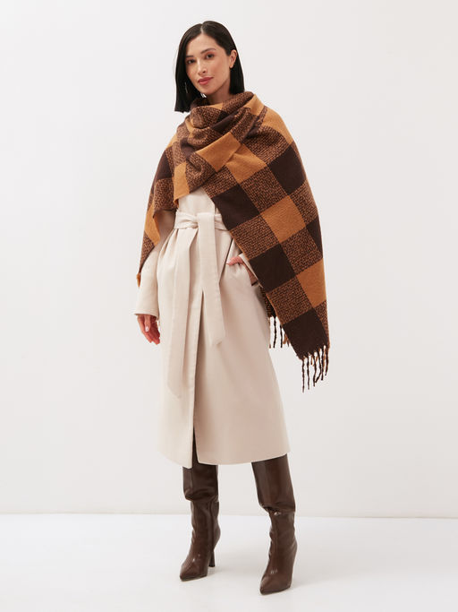 в составе шерсть Большой, мягкий, теплый двусторонний палантин с принтом. - Tantino фото 4