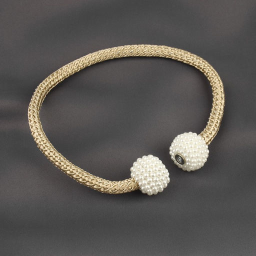 Цена за 2 шт. Подхват для штор «Шарики из бисера», d=3×40 см, белый, бежевый