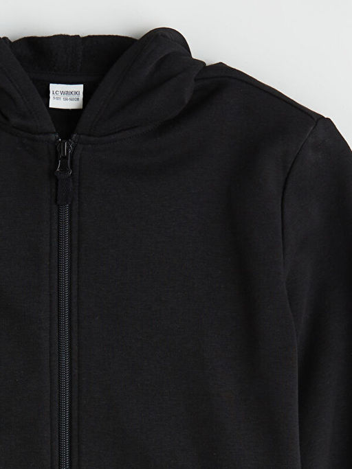 Uzun Kollu K?z ?ocuk Kal?n Fermuarl? Sweatshirt