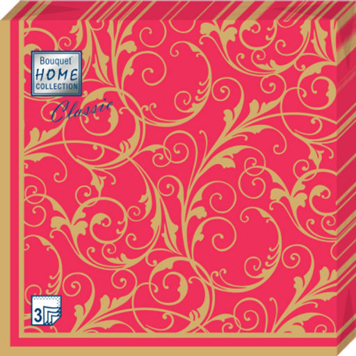 Ф6041 Салфетки Bouquet Home 33*33, 3-х сл, 20л "Очарование на красном".12