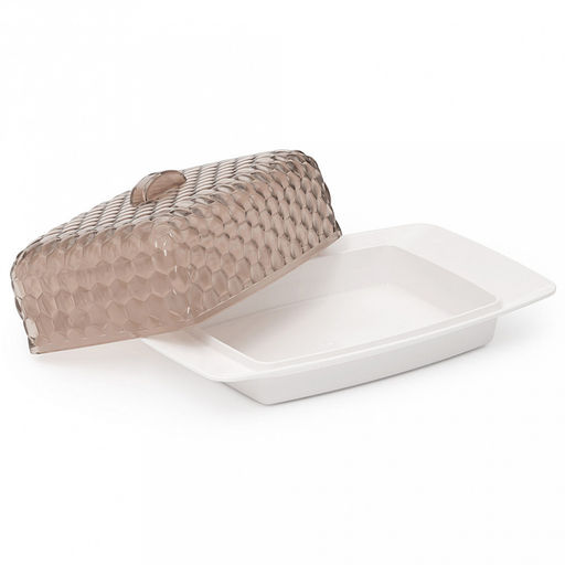 Масленка пластмассовая "Мозаика" 18х12х7см, бело-тонированный (Россия)