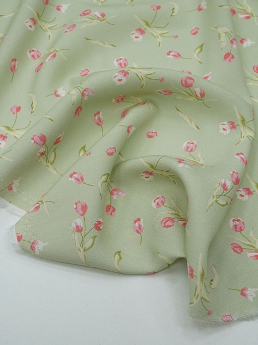 Штапель Премиум (Digital) Весеннее чувство цв.фисташковый, ш.1.45м, вискоза-100%, 120гр/м.кв - Купава фото 6