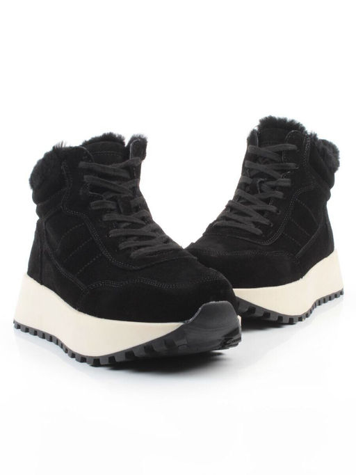 04-PAML08-1Z BLACK Ботинки зимние женские (натуральная замша, 100% шерсть, натуральный мех)
