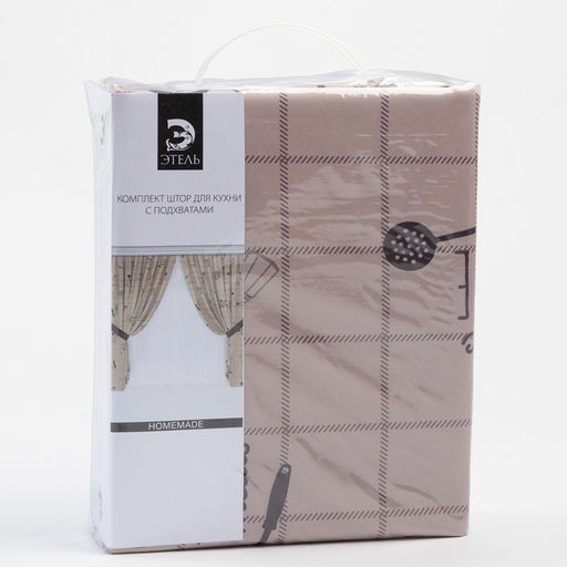 Комплект штор для кухни с подхватами Этель Homemade 170х145 см-2 шт., 100% п/э  фото 8
