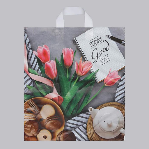 Цена за 25 шт. Пакет «Завтрак», полиэтиленовый с петлевой ручкой, 38×42 см, 40 мкм