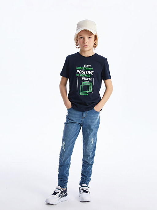 Super Skinny Fit Y?rt?k Detayl? Erkek ?ocuk Jean Pantolon