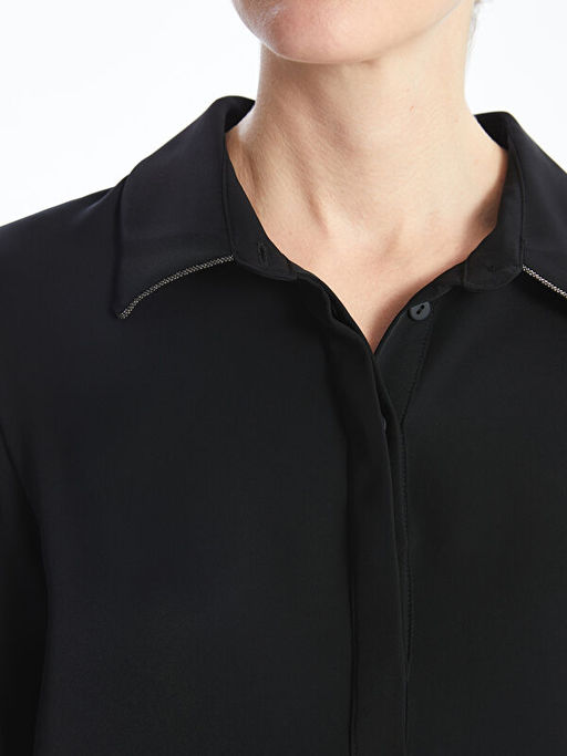 Kad?n G?mlek Yaka D?z Bluz