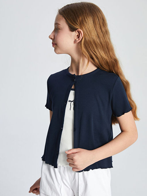 Bisiklet Yaka K?z ?ocuk Crop Ti??rt ve Atlet