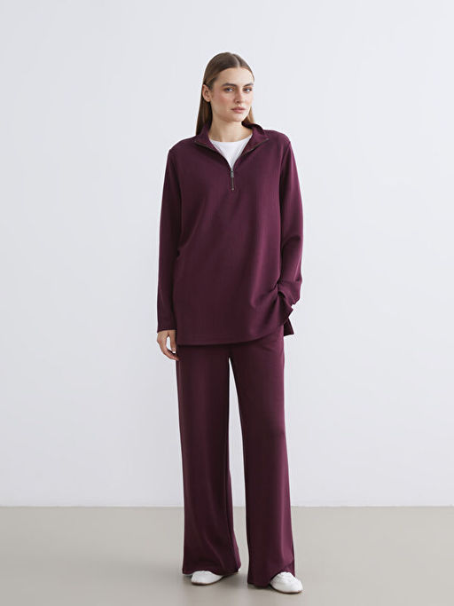 Dik Yaka ?izgili Oversize Kad?n Ti??rt