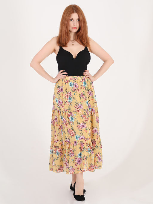 Желтая шифоновая юбка больших размеров - Almond фото 2