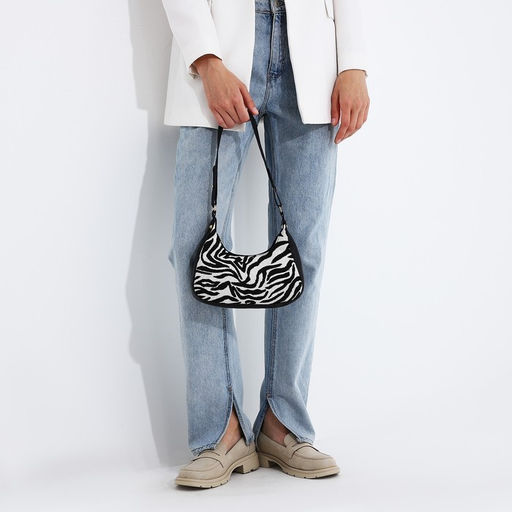 Сумка женская текстильная, 20×23×5.5 см, зебра