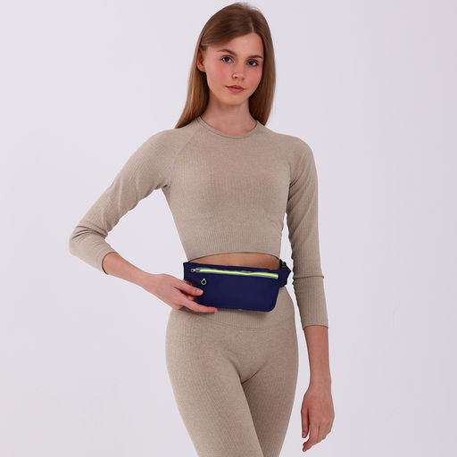 Сумка для бега на молнии, светоотражающие элементы, синяя