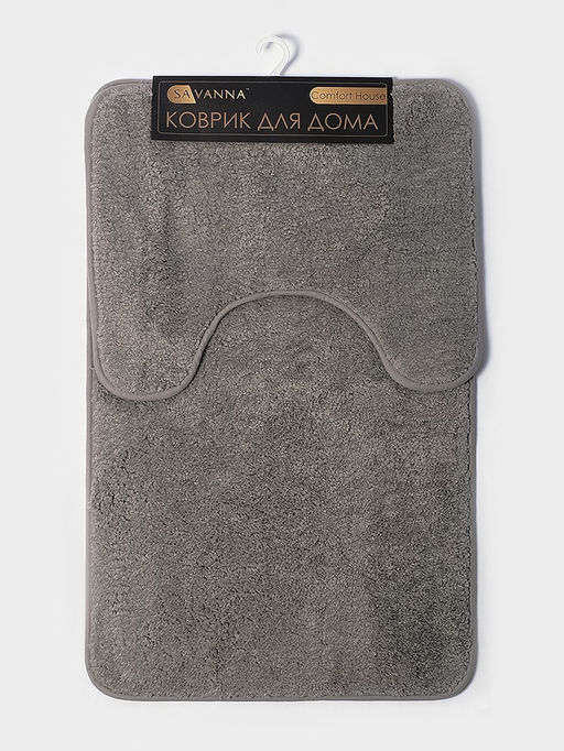 Коврики для ванной и туалета из микрофибры SAVANNA Анси, 4050 см, 5080 см, серые  фото 7