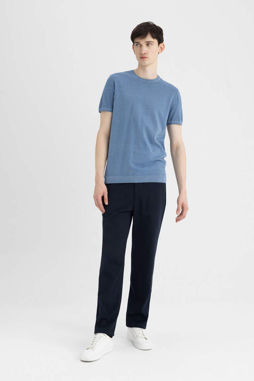 Трикотажная футболка-поло стандартного кроя с короткими рукавами - Defacto фото 3