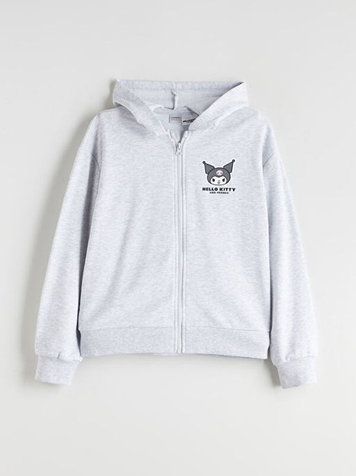 Kap??onlu Kuromi Bask?l? K?z ?ocuk Fermuarl? Sweatshirt