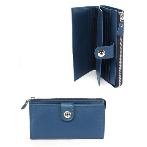 Портмоне женское Croco-ПР-970 на молнии натуральная кожа 3 отд, 20 карм, синий бергамо (47) 265461
