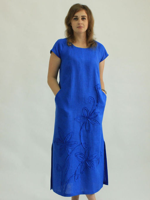 100% ЛЁН Платье С ДЕКОРАТИВНОЙ ОТСТРОЧКОЙ