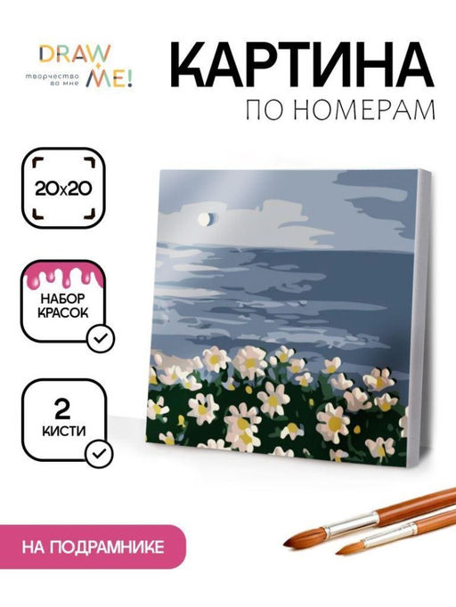 Картина по номерам на подрамнике Draw Me! White daisies, (20*20 см)