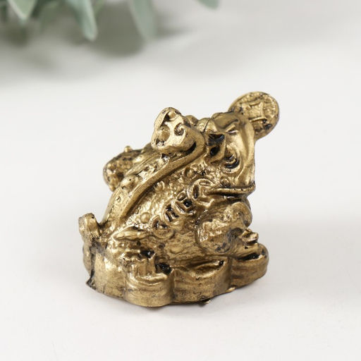 Нэцкэ фигурка полистоун «Денежная жаба с монетой и жезлом Жуи», под бронзу, 5×6×4.5 см