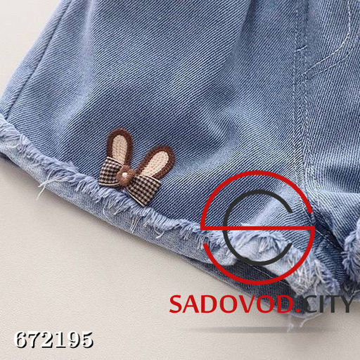 Летний костюм двойка для девочки с джинсовыми шортами