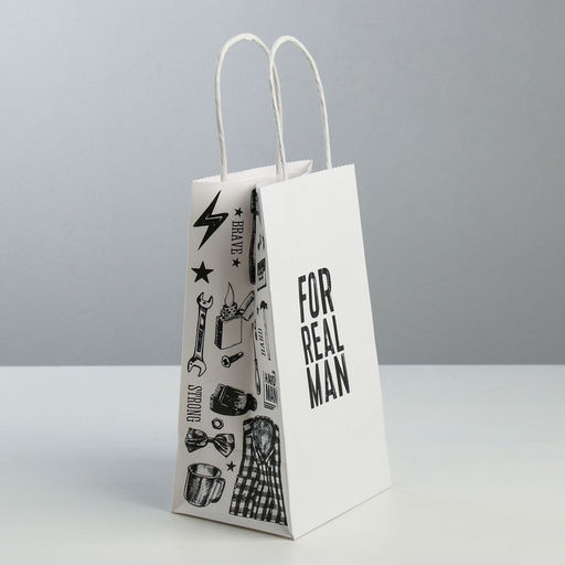 Пакет подарочный крафт For real man, 12 21 9 см - Дарите счастье фото 2