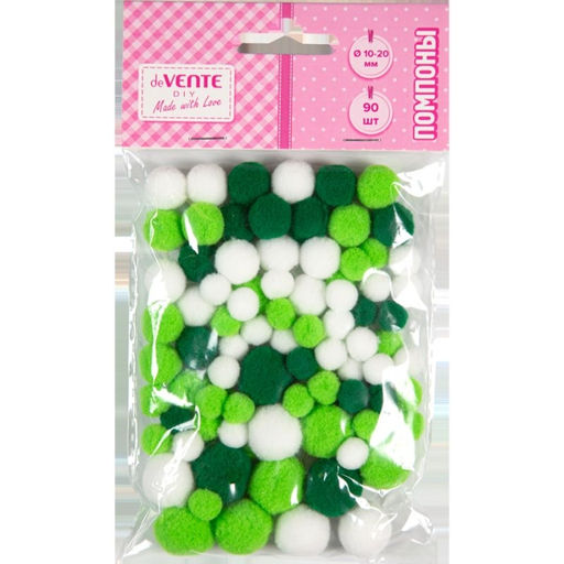 Набор помпонов для творчества "DIY" 90 шт, ассорти размеров и цветов