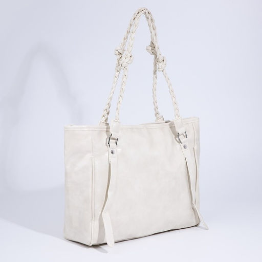 Сумка-шопер женская на молнии, размер 44×10×29 см, однотонная, белая