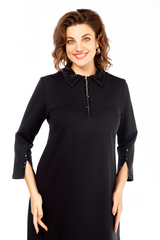 Платье Olga Style С971 черный-паетки