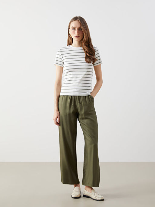 Bisiklet Yaka ?izgili Kad?n Ti??rt