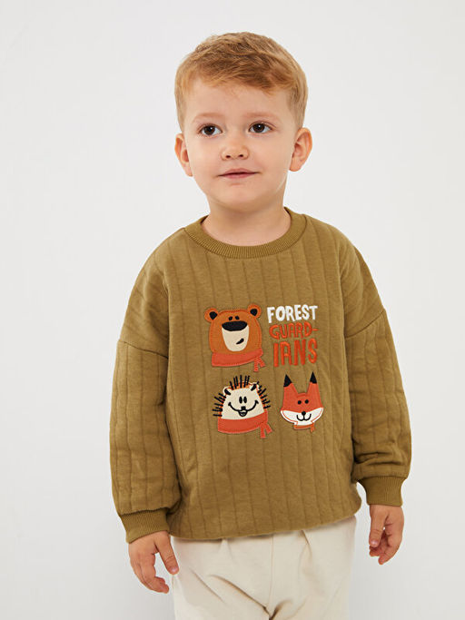 Bisiklet Yaka Uzun Kollu Erkek Bebek Sweatshirt - Waikiki фото 2