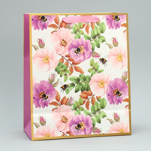 Пакет подарочный с шильдиком Нежные цветы, 30.5 х 25.4 х 12.7 см - Дарите счастье фото 4