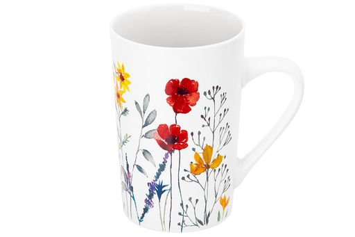 Кружка 380 мл 12*8*12,2 см "Цветочное настроение - красные маки" NEW BONE CHINA