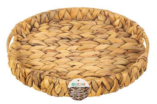 Поднос плетеный 30*30*4 см с ручками, водный гиацинт