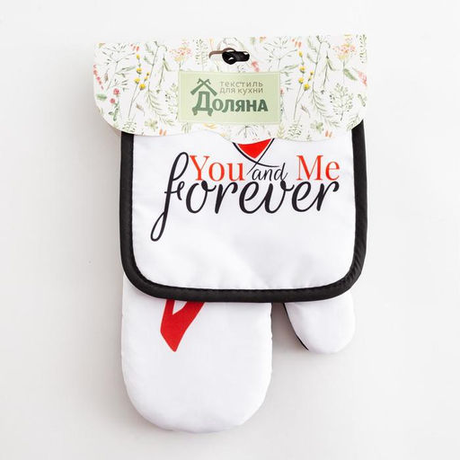 Кухонный набор Доляна Mrs right, прихватка 17*17 см, рукавица 26*16 см,100% п/э  фото 4