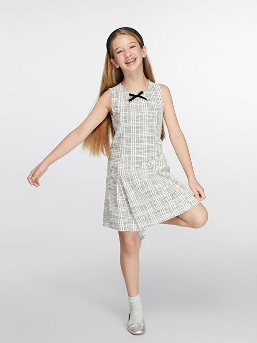 Bisiklet Yaka Ekose K?z ?ocuk T?vit Elbise