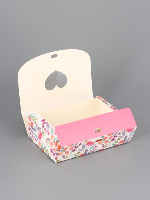 Цена за 5 шт. Подарочная коробка сборная с окном «Розовые цветы», 16.5×11, 5×5 см