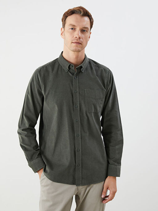 Regular Fit Uzun Kollu Kadife Erkek G?mlek