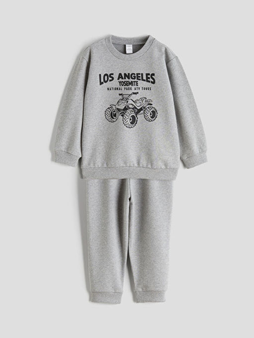 Bask?l? Erkek ?ocuk Sweatshirt ve E?ofman Alt?