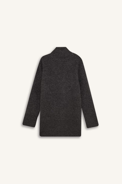 Базовый трикотажный свитер стандартного кроя с воротником-туникой - Defacto фото 3